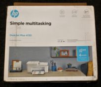 A boxed as new HP DeskJet Plus 4130 All-in-One Wireless Inkjet Printer (Box opened, damage to box).