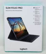 A boxed as new Logitech Slim Folio Pro Keyboard Case for iPad Pro 3rd & 4th Gen (P/N: 920-009710) (