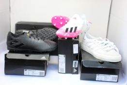 A pair of Adidas Matchbreak Super (UK 7), youths Adidas X 19.1 FG football boots (UK 5) and two