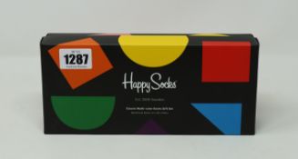 Eight boxes of as new Happy Socks Classic multi-colour socks gift sets (Adult Crew Socks/41-46/4
