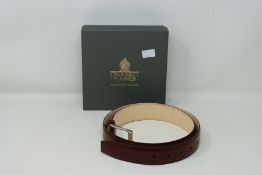 Five men's boxed as new Crocket & Jones belts in various styles (34, 36 and 40).