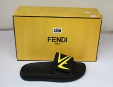 A pair of as new Fendi Diabolic Eyes slides (UK 6).