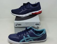 Two pairs of as new Asics trainers; Aaron (UK 9.5) and Gel-Quantum 90 2 (UK 9.5).