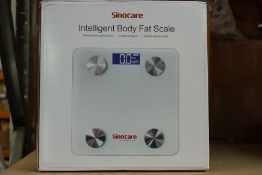Ten boxed as new Sinocare intelligent body fat scales (Boxes have some minor damage).