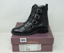 A pair of as new Carvela Strap boots black biker style boot with micro stud detailing (EU 39).