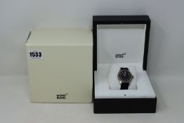 A boxed as new Mont Blanc 1858 Automatic Edition watch (Box slightly damaged).