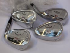 Three as new Callaway Mack Daddy CB wedge golf clubs and a pre-owned Mack Daddy CB wedge golf