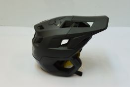 A boxed as new Fox Dropframe Pro MTB mountain bike helmet (large).