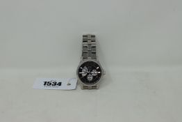 A pre-owned Seiko premier automatic chronograph watch with stainless steel strap.