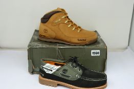 A pair of Timberland boat shoes (UK 8.5) and Timberland Euro Rock mid hiker (UK 9).