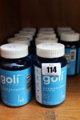 Thirteen bottles of Goli Nutrition Ashwandha gummies mixed berry dietary supplement.