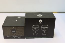Eight boxed as new Vemacity handmade copa gin glasses (two per box) and two boxed as new VonShef