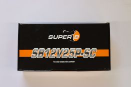A boxed as new Super B Andrena 12V25Ah lithium battery.