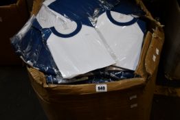 A large quantity of as new blue and white T-shirts (Adults and children's - assorted sizes).