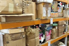 Two shelves of assorted as new toys to include Eddie Stobart set, Harry potter book marks, Hot