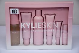 A boxed as new Kylie Skin 6-piece skin care set (Box is dirty).