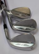 Three pre-owned Titleist SM8 vokey design steel wedges (52-08F, 60-08M and 56-08M) (Right handed).