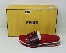 A pair of as new Fendi Signature Logo Fussbett slides (UK 8).