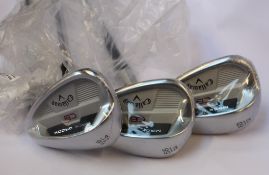 Three as new Callaway Mack Daddy CB wedges (2x 56 and 1x 60).