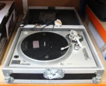 A pre-owned Technics Quartz direct drive turntable system SL-1200MK2 (Some significant damage, may