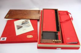 A Bi Mo Fang brush and ink case for calligraphy; Complete with carry case, table felt, ink pads, ink