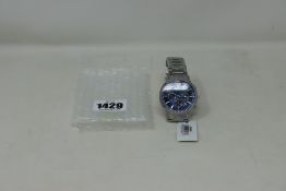 A men's as new Emporio Armani AR2448 stainless steel blue dial chronograph watch (No box).