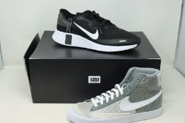 A pair of as new Nike Blazer Mid Patch Plaid sneakers (UK 8.5) and Nike NKE 72 (UK 11 - No box).