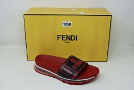 A pair of as new Fendi Signature Logo Fussbett slides (UK 6).