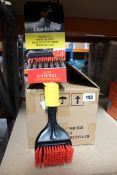 Twelve boxed as new Char-Broil red bristle cleaning brushes.