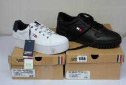A pair of as new Tommy Jeans Retro sneakers (UK 10) and a pair of Tommy Jeans Iconic Flatform
