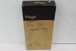 Three boxed as new Stagg MXS-A1 adjustable mixer/keyboard Sstands.