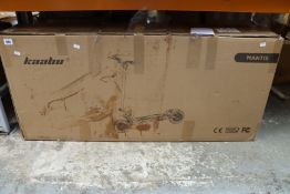 A boxed as new Kaabo Mantis 10 Pro+ electric scooter in silver.