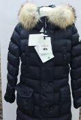 An as new Moncler Khloe long down coat (TG 4/FR 44 - RRP £1,690).