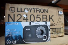 Ten boxed as new Lloytron 'Calypso' 2 band AC/DC portable radios in black.