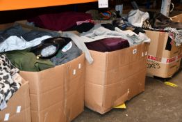 Eight boxes of clothing and related items.