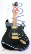 A Fender Limited Edition Mahogany Blacktop Stratocaster HH with gold hardware (Some minor damage