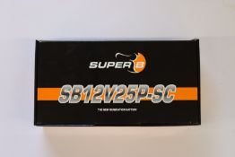 A boxed as new Super B Andrena 12V25Ah lithium battery.
