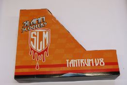 Two boxed as new Tantrum V8 Slamm scooters in orange.