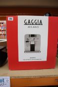 A boxed as new Gaggia Milano Brera full automatic espresso machine in black (R19305/11).