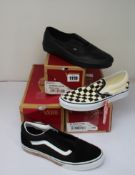 Three pairs of as new Vans footwear; Old Skool (UK 5), Classic (UK 4) and Authentic Deco (UK 7).