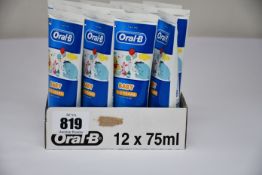 Fifteen boxes of Oral B baby 0-2 years Winnie the Pooh toothpaste (12 tubes in a box).