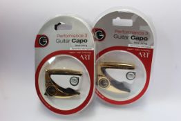 Three as new G7th Performance 3 Guitar Capos for steel strings (Special Edition Celtic Engraved).
