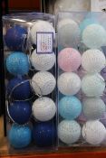 A large quantity of cotton ball LED string lights in various colours (approximately 100 items).
