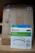 Sixteen boxed as new Aico Ei146RC optical smoke alarms.