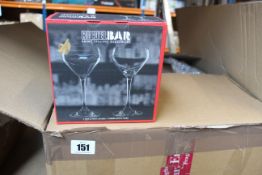 Eighteen boxes of as new 2 Nick & Nora glasses from Riedel Bar Drink Specific Glassware.