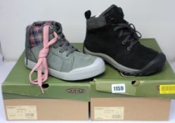 Two pairs of women's as new Keen boots; Elena Mid (UK 7) and Kaci II (UK 7).