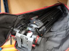 A pre-owned Manfrotto 504 fluid video head and 546GB aluminium twin leg tripod with ground