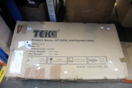 A boxed as new Tekscore 4ft GOAL multigame table in black (Some damage to box, box opened).