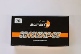 A boxed as new Super B Andrena 12V25Ah lithium battery.