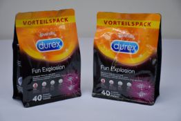 Ten packs of Durex Fun Explosion condoms (40 in a pack).